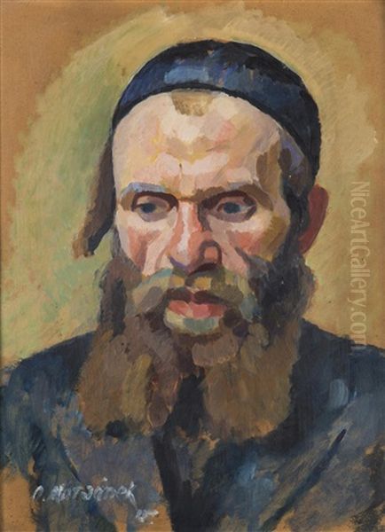 Head Of An Old Man Oil Painting by Otakar Marvanek