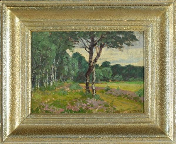 Waldlichtung Mit Birken Am Wegrand Oil Painting by Gustav Marx