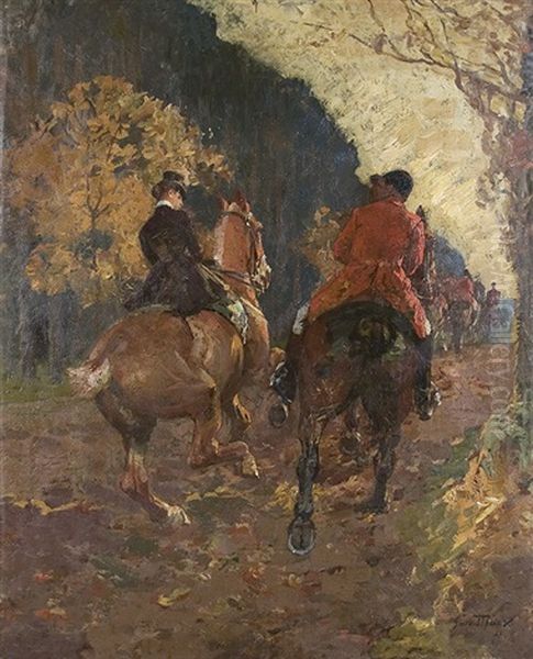 At The Coursing Oil Painting by Gustav Marx