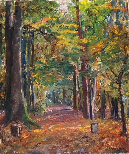 Waldweg Im Herbst Oil Painting by Alfred Marxer