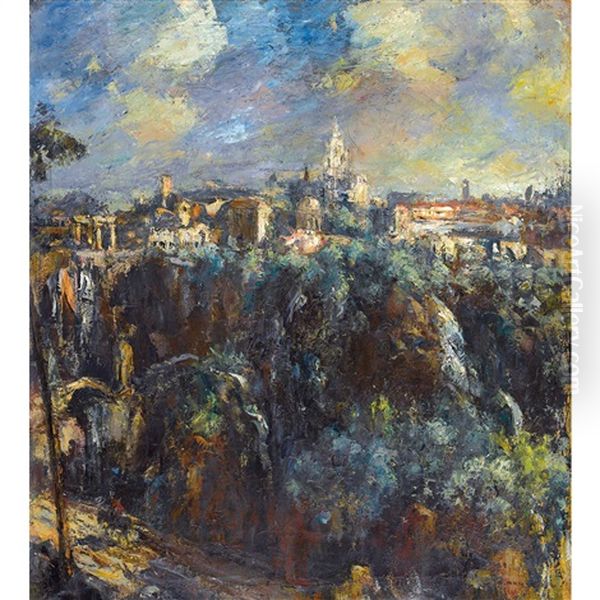 Stadt Auf Dem Berg Oil Painting by Alfred Marxer