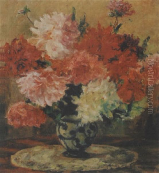 Stilleben Mit Dahlien Oil Painting by Alfred Marxer