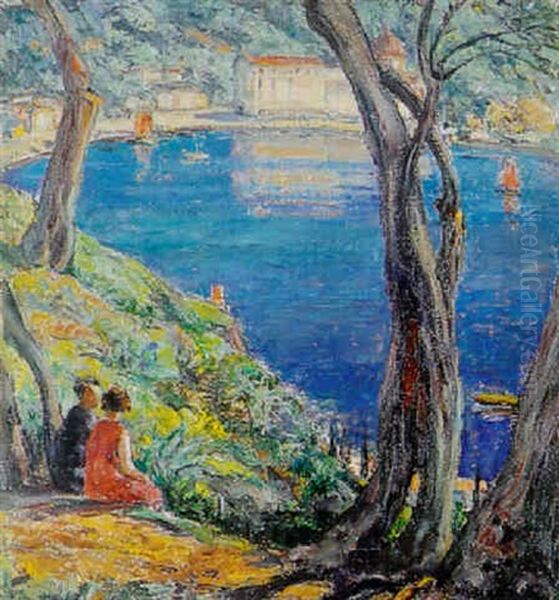 Paar Am See Oil Painting by Alfred Marxer