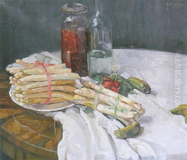 Stilleben Mit Spargel Oil Painting by Alfred Marxer