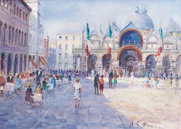 Venezia, Piazza San Marco Oil Painting by Alfred Marzin