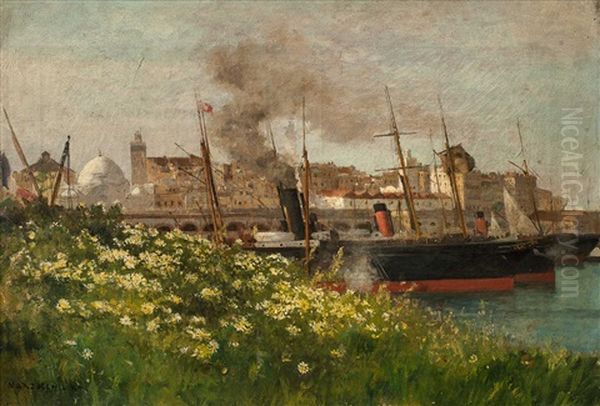 Port D'alger Oil Painting by Numa Marzocchi de Belluci