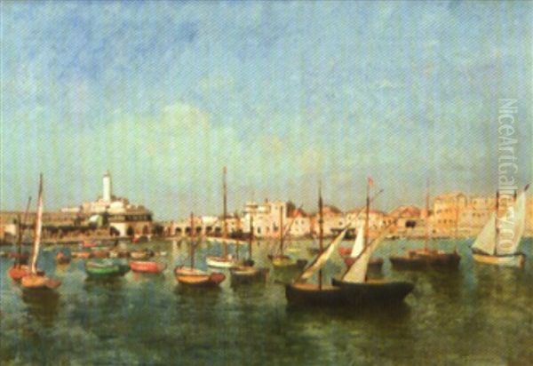 Port D'alger Oil Painting by Tito Marzocchi de Belluci