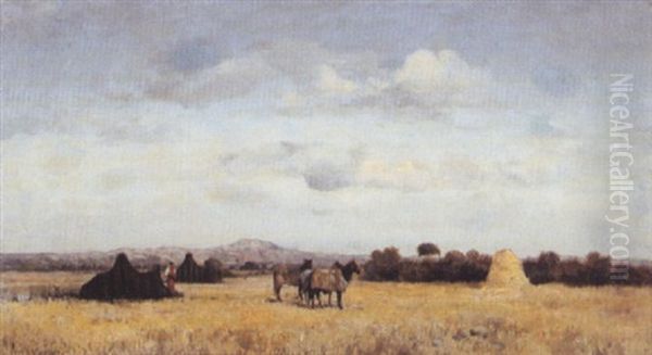 Nomades Sur Les Hauts Plateaux, Algerie Oil Painting by Tito Marzocchi de Belluci