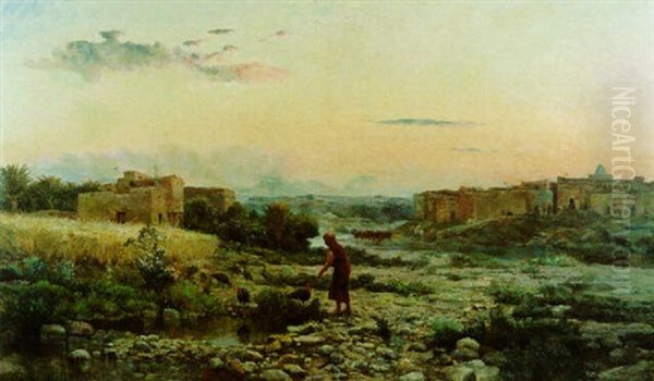 Paysage De Msila - Algerie Oil Painting by Tito Marzocchi de Belluci