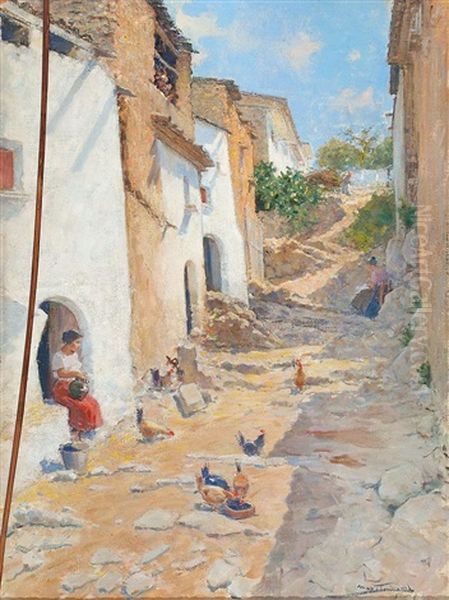 Calle De Pueblo Oil Painting by Arcadi Mas y Fondevila