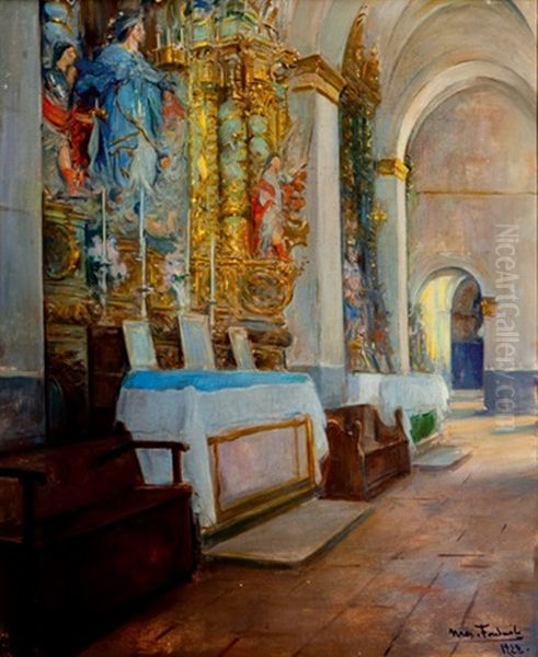 Interior De Iglesia Oil Painting by Arcadi Mas y Fondevila