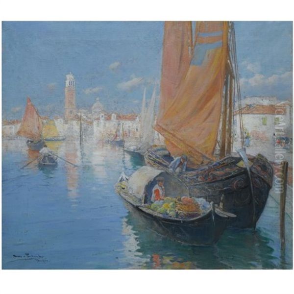 Venecia (venice) Oil Painting by Arcadi Mas y Fondevila