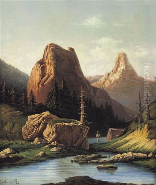 Paesaggio Montano Oil Painting by Cesar Mascarelli