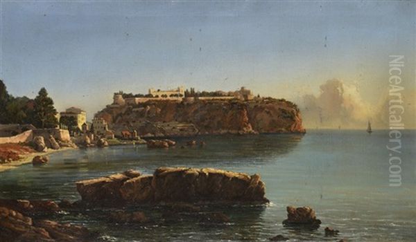 Vue Du Rocher De Monaco Oil Painting by Cesar Mascarelli