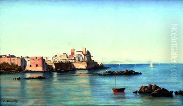 Vue D'antibes Oil Painting by Cesar Mascarelli