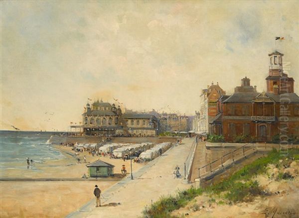 La Plage A Trouville Oil Painting by Gustave Mascart