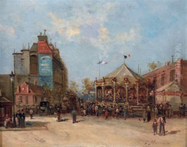 Le Carrousel Oil Painting by Gustave Mascart