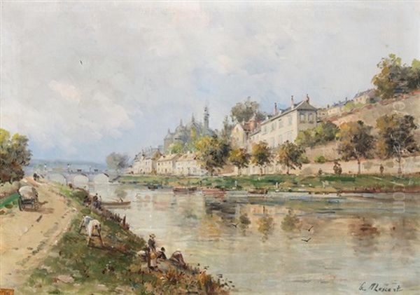 Ansicht Von Perigueux Mit Dem Fluss L'isle Und Kirche Oil Painting by Gustave Mascart