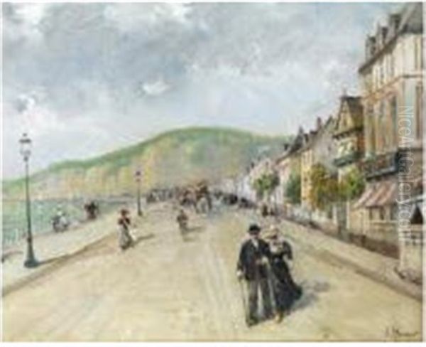 Promenade En Bord De Mer Oil Painting by Gustave Mascart