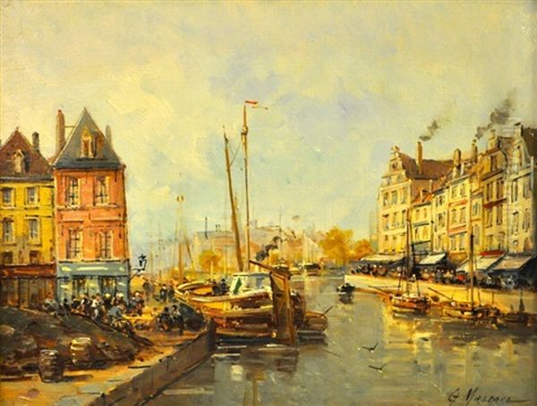 Vue Du Port De Gand Oil Painting by Gustave Mascart