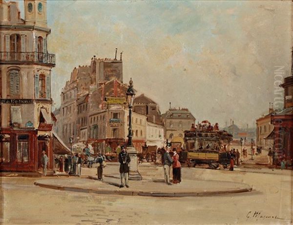 Boulevard De La Villette A Paris Oil Painting by Gustave Mascart