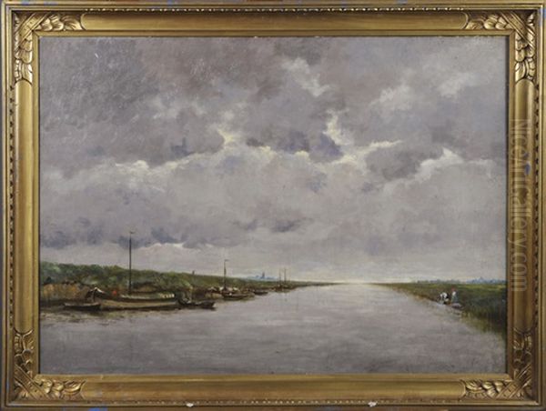 Canal Dans Le Nord Oil Painting by Gustave Mascart