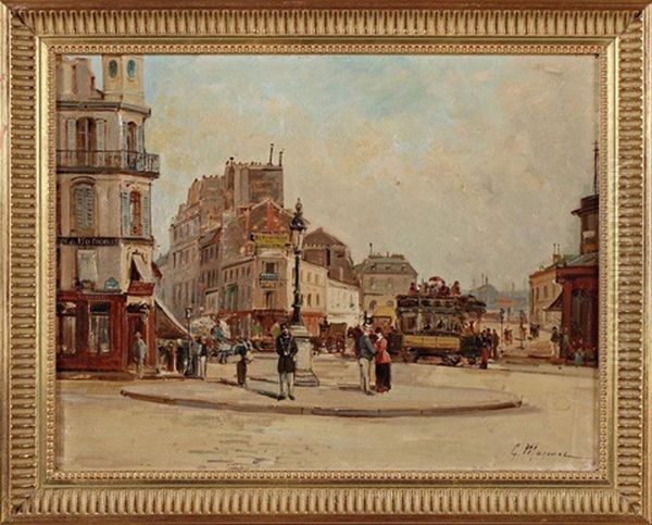 Boulevard De La Villette A Paris Oil Painting by Gustave Mascart