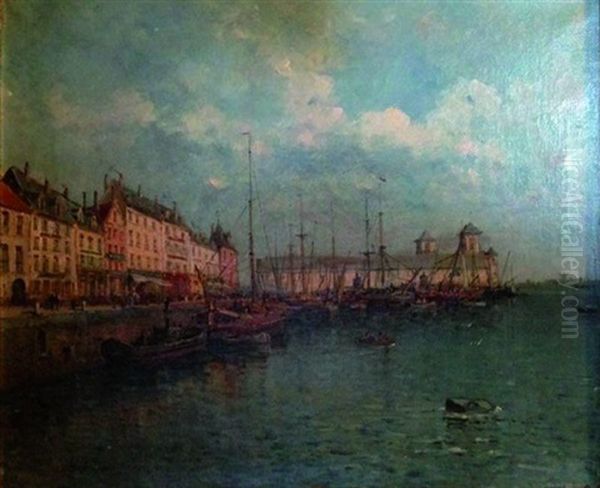 Les Bateaux Dans Le Port D'ostende Oil Painting by Gustave Mascart