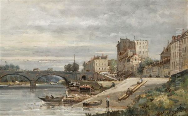 Vue Du Pont De Neuilly Oil Painting by Gustave Mascart