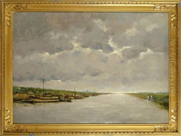 Canal Dans Le Nord Oil Painting by Gustave Mascart