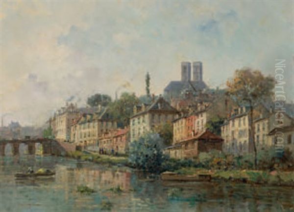 Stadt Am Fluss Oil Painting by Gustave Mascart