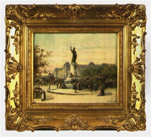 La Place De La Republique Oil Painting by Gustave Mascart