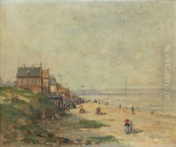 Scene De Plage En Normandie Oil Painting by Gustave Mascart