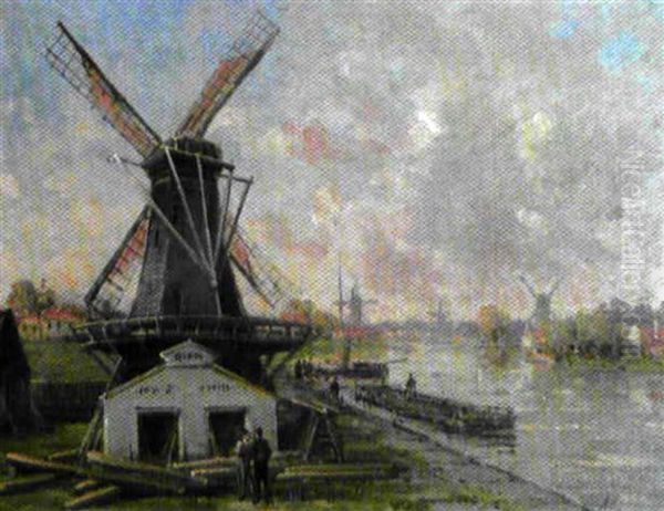 Moulin Pres D'amsterdam Oil Painting by Gustave Mascart