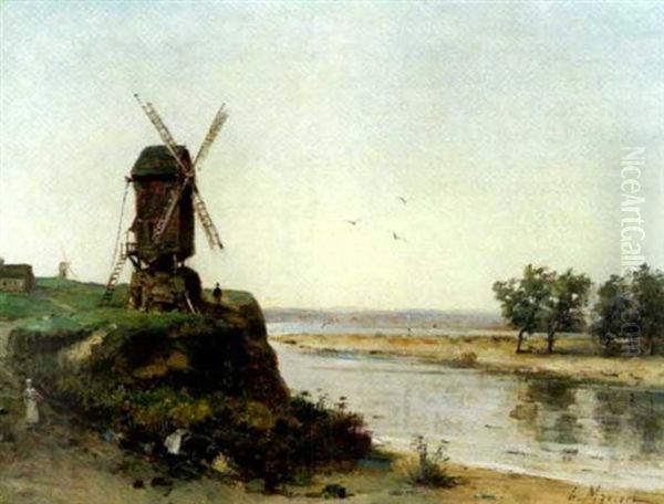 Les Moulins A Vent Oil Painting by Gustave Mascart