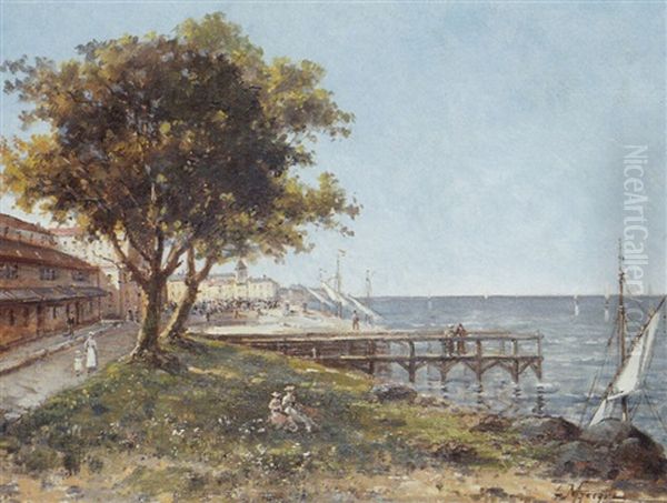 Paysage De Bord De Mer Oil Painting by Gustave Mascart