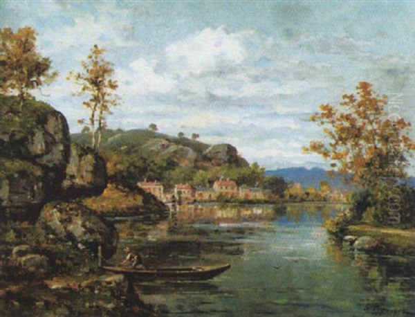 Sommerliche Flusslandschaft Mit Felsigen Ufern Oil Painting by Gustave Mascart