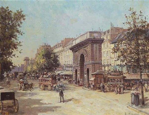 Vue De La Porte St-martin Et De La Porte St-denis Oil Painting by Gustave Mascart