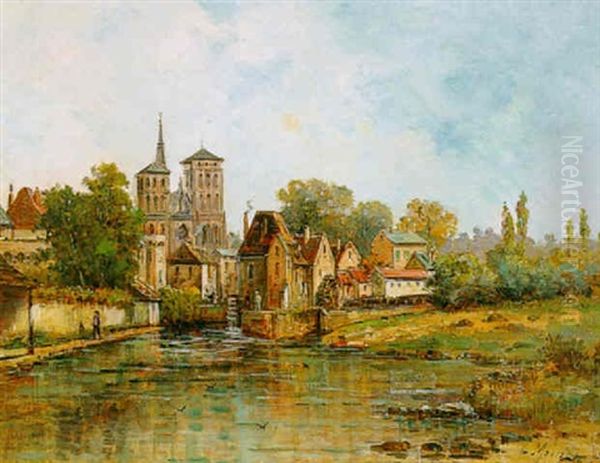 Le Moulin Au Bord De La Riviere Oil Painting by Gustave Mascart