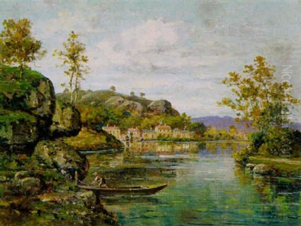 Flusslandschaft Mit Felsigen Ufern Oil Painting by Gustave Mascart