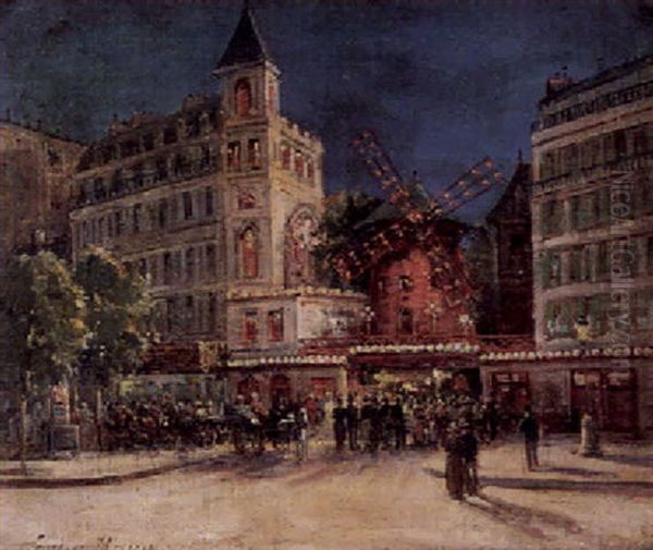 Abends Vor Dem Moulin Rouge by Gustave Mascart