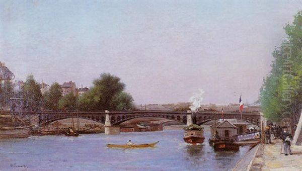 La Seine A Paris Oil Painting by Gustave Mascart