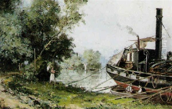 On The Seine Oil Painting by Gustave Mascart