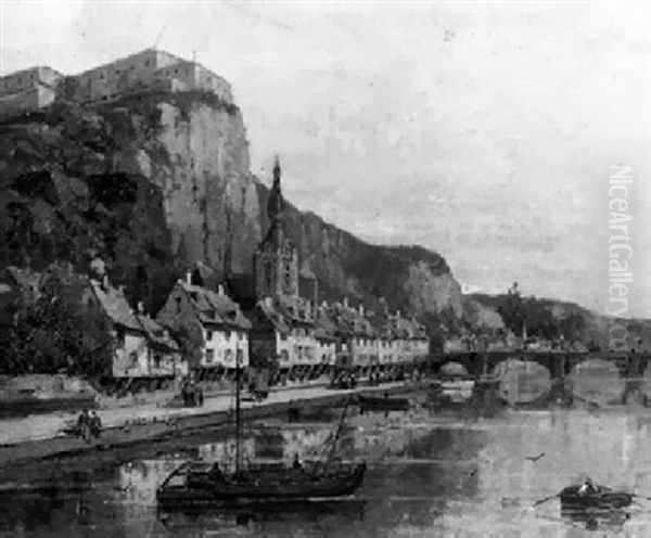 Village Au Bord Du Fleuve Oil Painting by Gustave Mascart