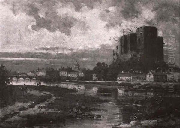 Le Chateau De Montrond-les-bains Oil Painting by Gustave Mascart