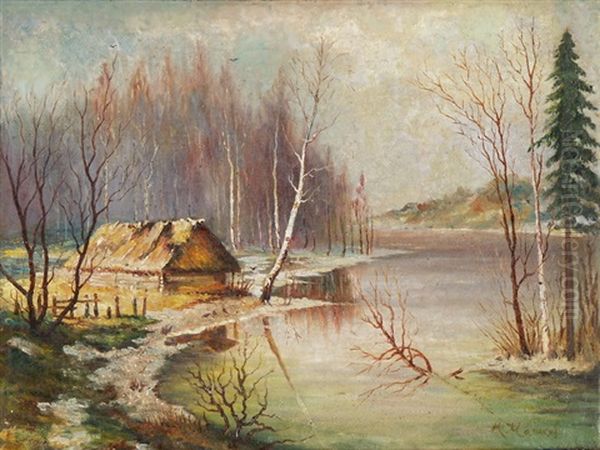 Vorfruhling Am Waldsee Oil Painting by Ilya Ivanovich Mashkov