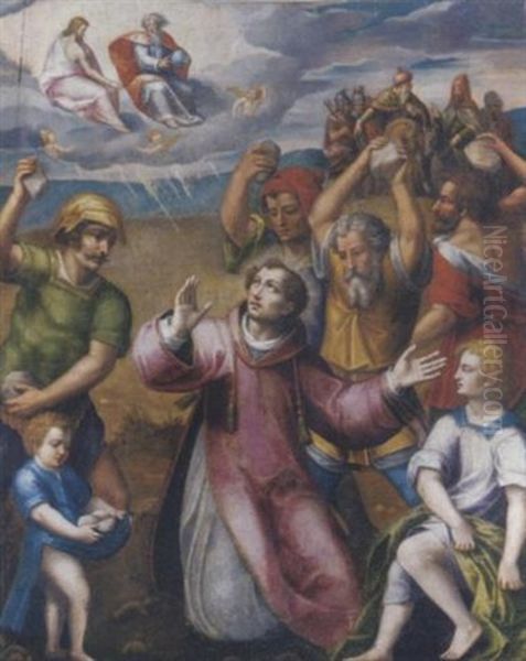 The Martyrdom Of Saint Stephen Oil Painting by Vicente Juan (de Juanes) Masip