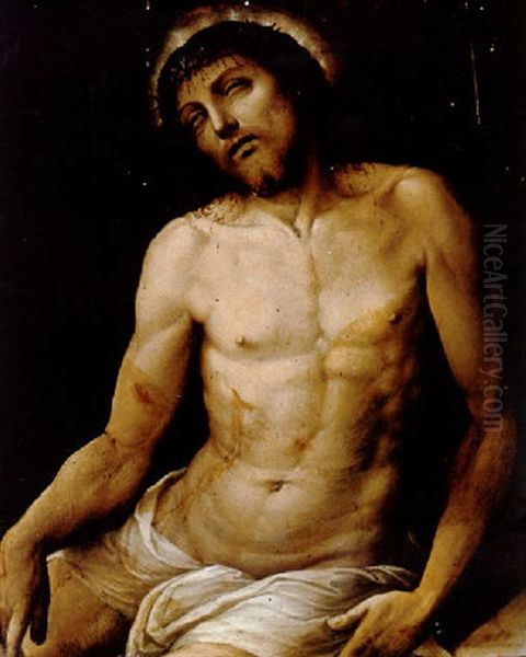 El Cristo De Los Dolores Oil Painting by Vicente Juan (de Juanes) Masip