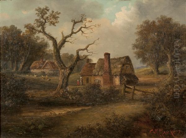 Cottages In A Landscape (pair) Oil Painting by Christopher Mark Maskell