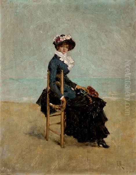 Dama Junto Al Mar Oil Painting by Felipe Maso de Falp